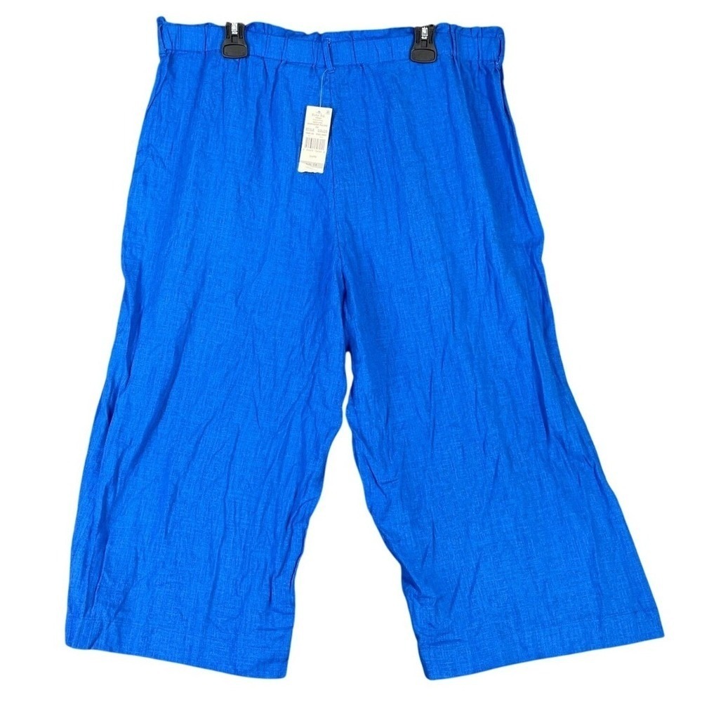 Ruby Rd Crop Pants 1X Plus Paradise Palms Linen Wide Leg‎ Sustainable Minimalist